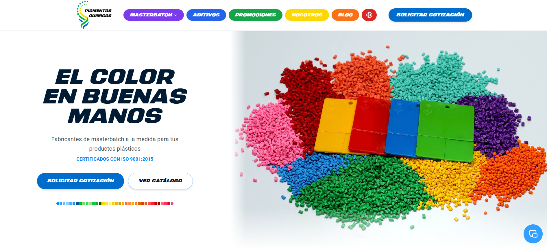 Website agency example: Pigmentos Químicos website built by Artisma