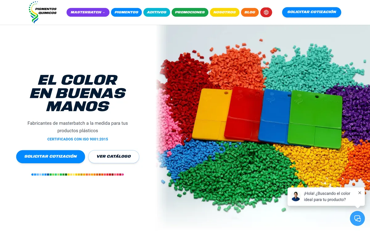 Pigmentos Químicos page: custom masterbatch manufacturer